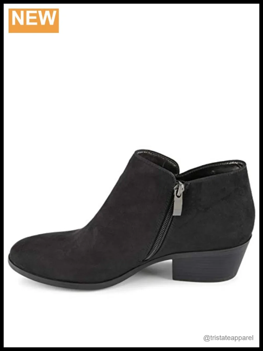 Women's Low Block Heel Slip-On Ankle Booties with Side Zippers
